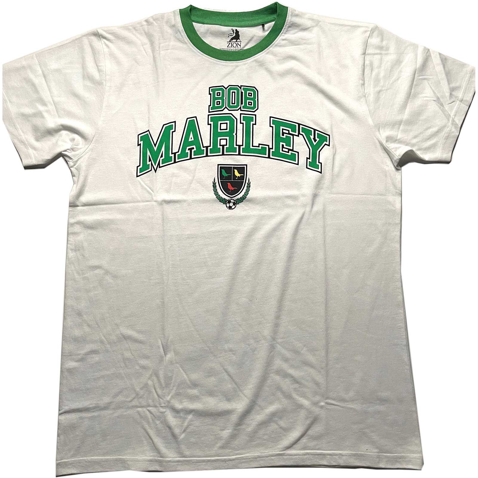 Bob Marley Unisex Ringer T-Shirt: Collegiate Crest (Medium)