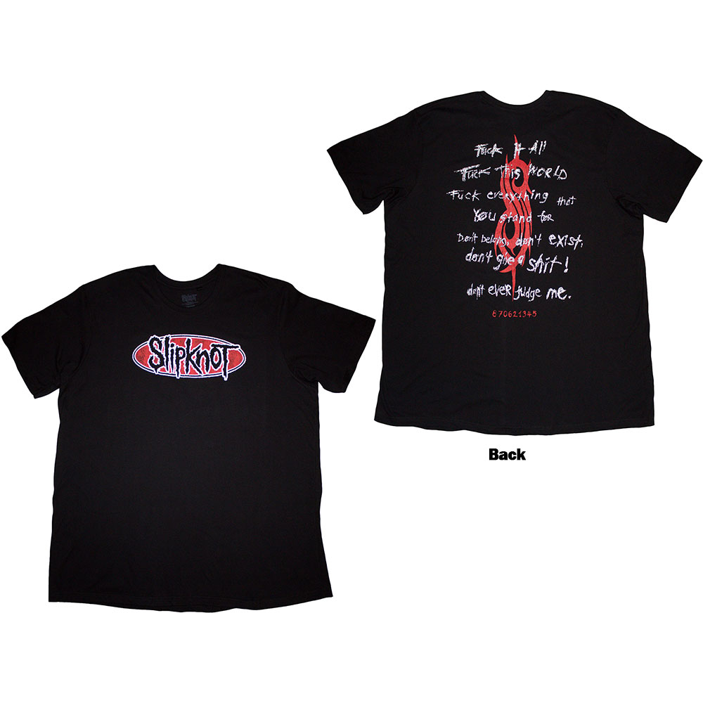 Slipknot Unisex T-Shirt: F It All (Back Print) (Medium)