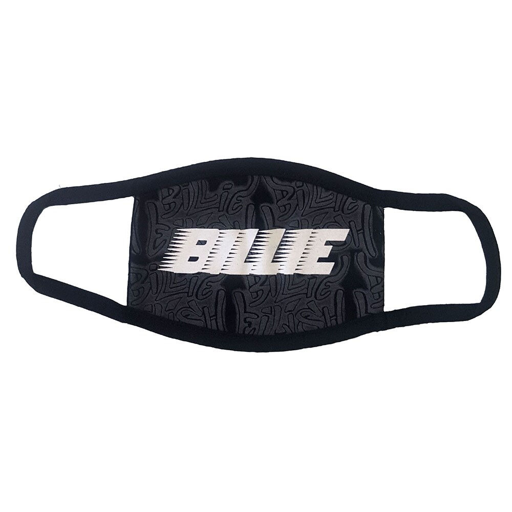 Billie Eilish Face Mask: Racer Logo & Graffiti Black