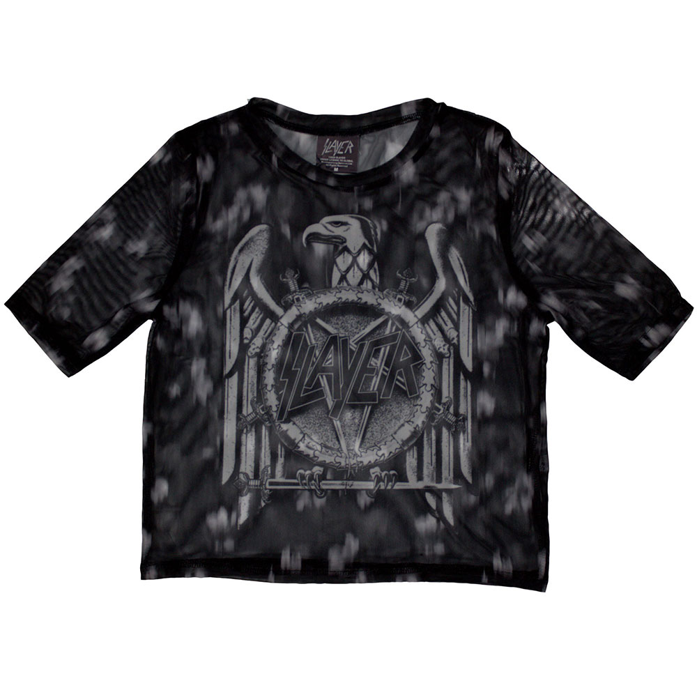 Slayer Ladies Crop Top: Mono Eagle (Mesh) (XX-Small)