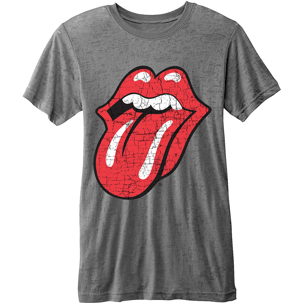 The Rolling Stones Unisex Fashion Tee: Classic Tongue (Burn Out) (X-Large)