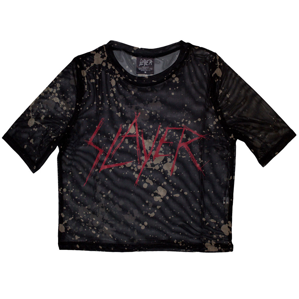 Slayer Ladies Crop Top: Scratchy Logo (Mesh) (XX-Small)