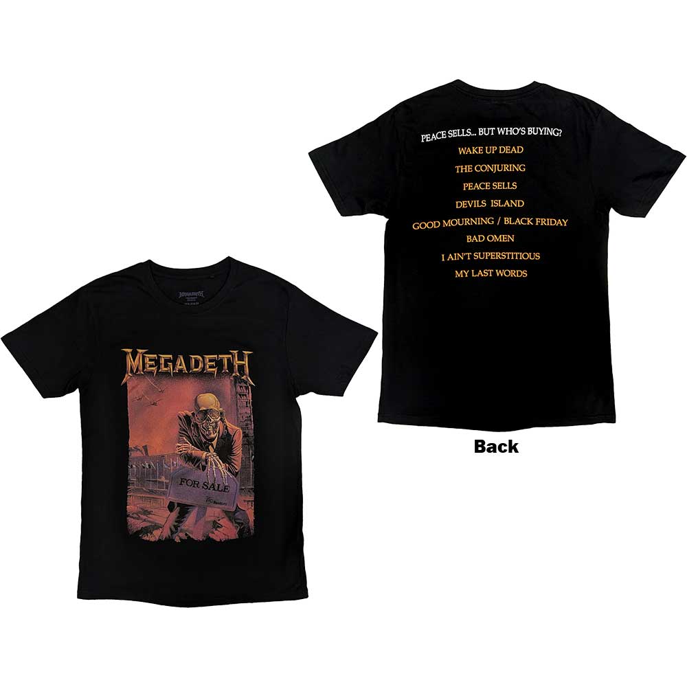 Megadeth Unisex T-Shirt: Peace Sells Album Cover (Back Print) (Small)