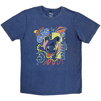 Disney Unisex Stone Wash T-Shirt: Lilo & Stitch 626 Handstand (Denim Blue) (XX-Large)