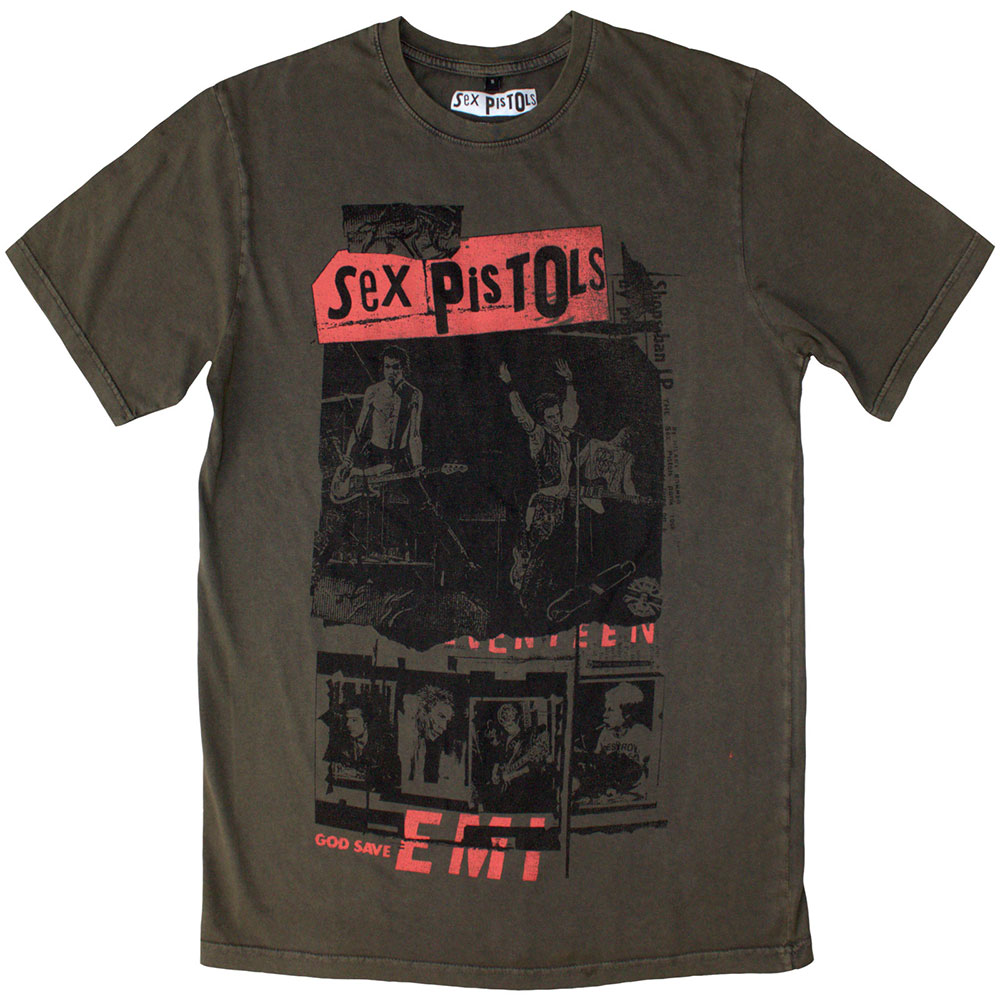 The Sex Pistols Unisex Stone Wash T-Shirt: Photo Collage (XX-Large)