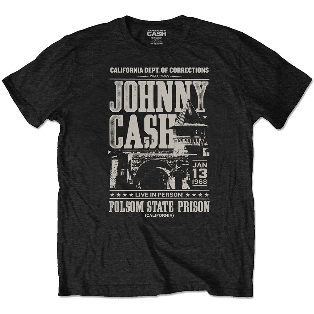 Johnny Cash Unisex Eco T-Shirt: Prison Poster (Large)