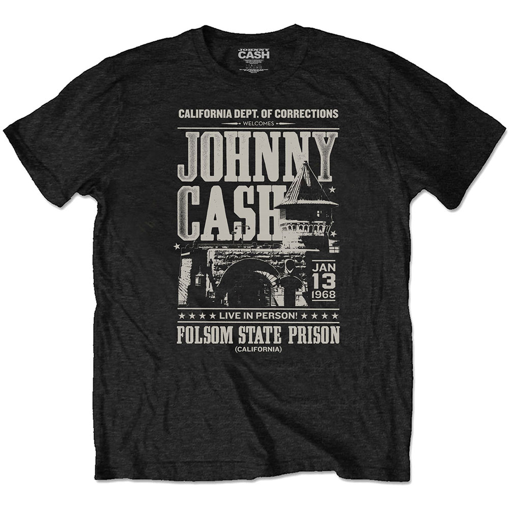 Johnny Cash Unisex Eco T-Shirt: Prison Poster (X-Large)