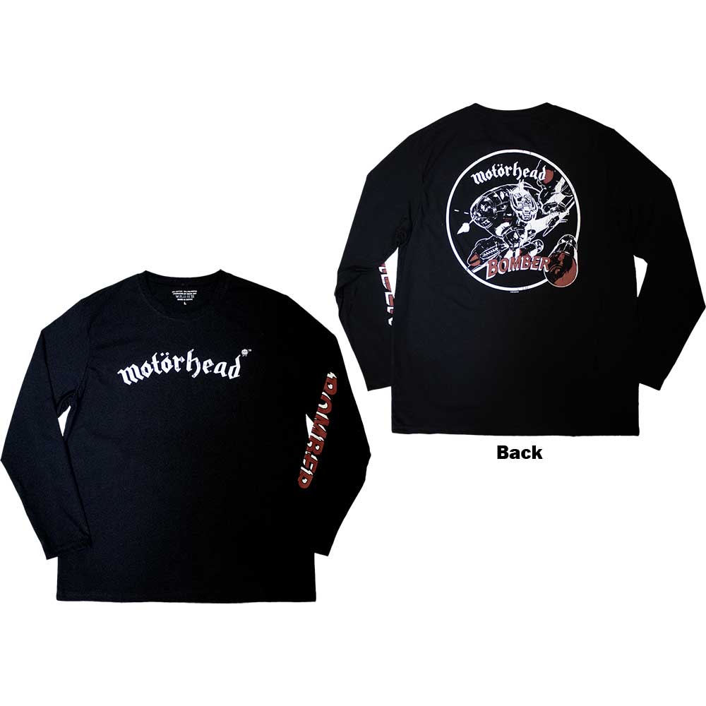 Motorhead Unisex Long Sleeve T-Shirt: Bomber (Back & Sleeve Print) (Large)