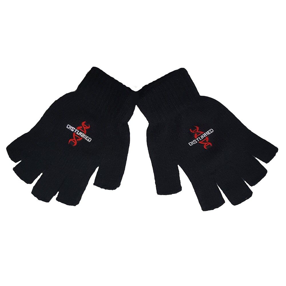 Disturbed Unisex Fingerless Gloves: Reddna