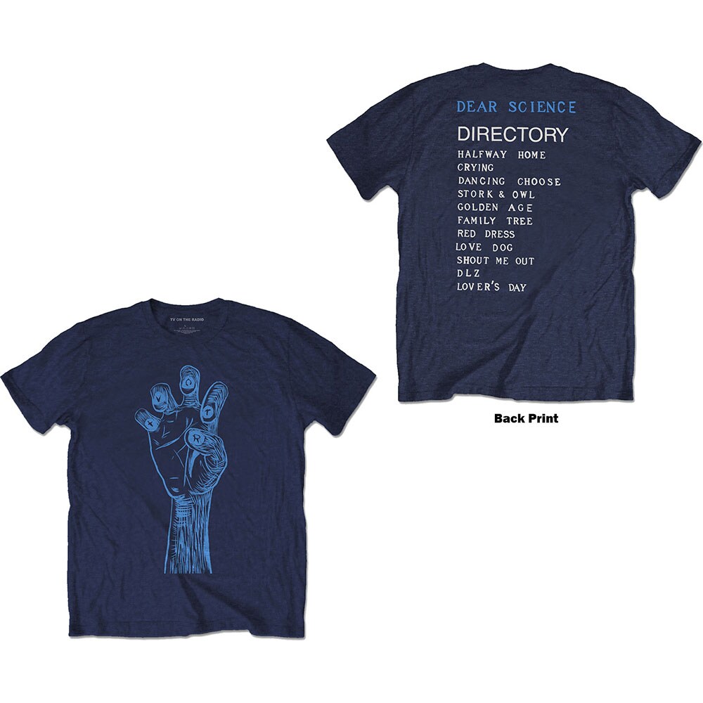 TV On The Radio Unisex T-Shirt: Brushstroke Hand (Back Print) (Medium)