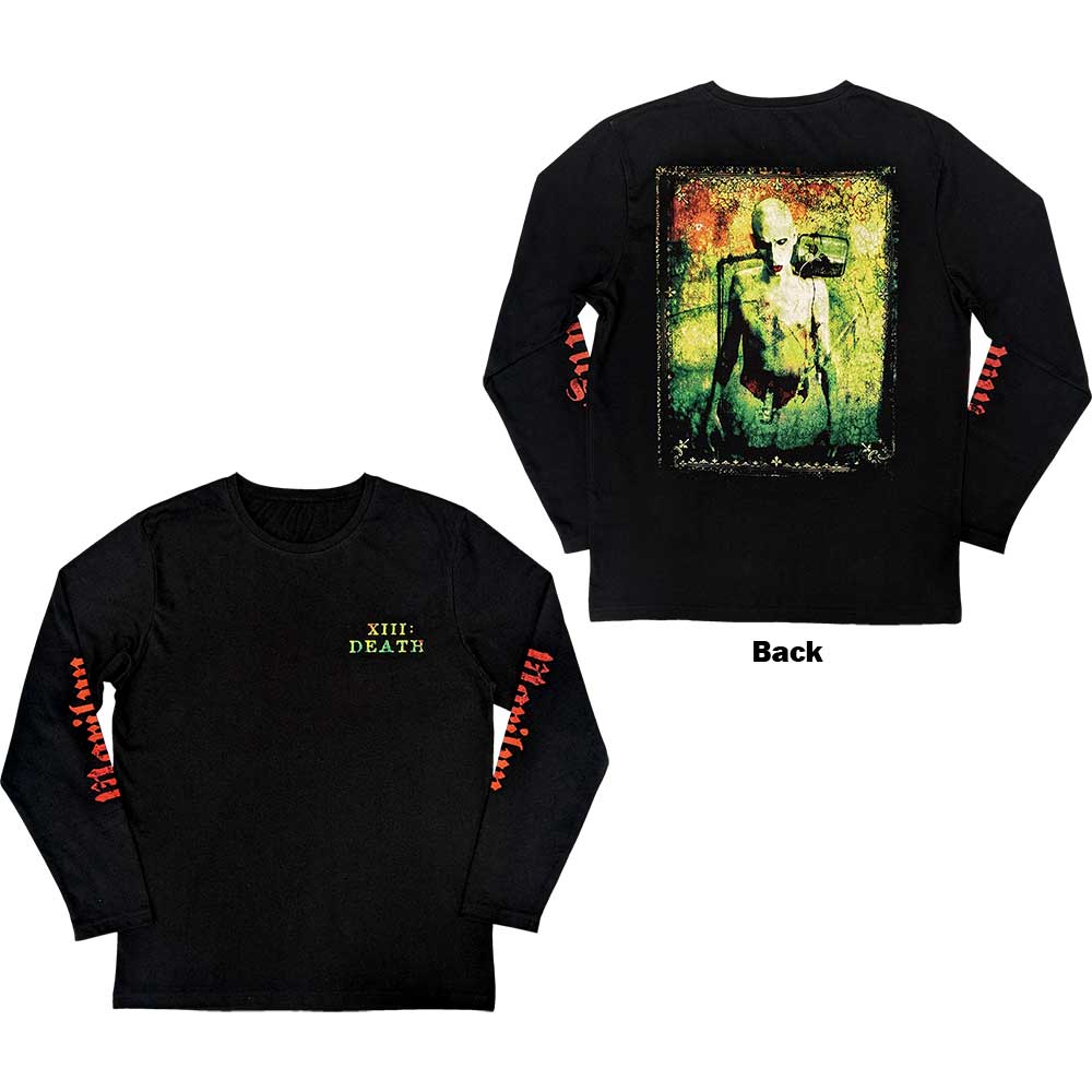 Marilyn Manson Unisex Long Sleeve T-Shirt: Death (Back & Sleeve Print) (X-Large)