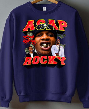 ASAP Rocky unisex sweatshirt: "Grillz" - Navy Blue - size Large