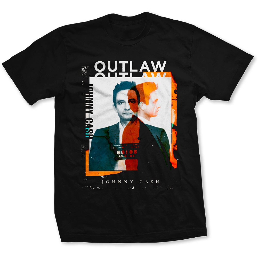 Johnny Cash Unisex T-Shirt: Outlaw Photo (Medium)