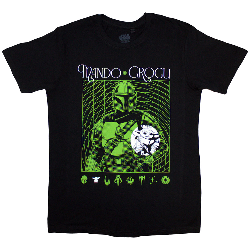 Star Wars Unisex T-Shirt: The Mandalorian Mando & Grogu Neon (X-Large)