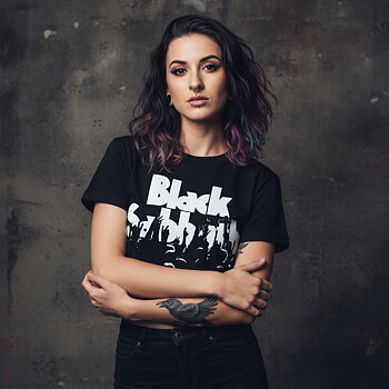 Black Sabbath Dam Crop Top: California Audience  (Svart)