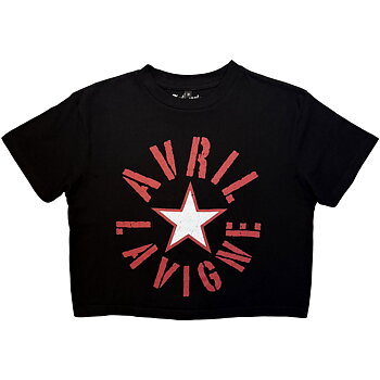 Avril Lavigne Dam Crop Top: Stencil Logo (Svart)