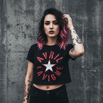 Avril Lavigne Dam Crop Top: Stencil Logo (Svart)