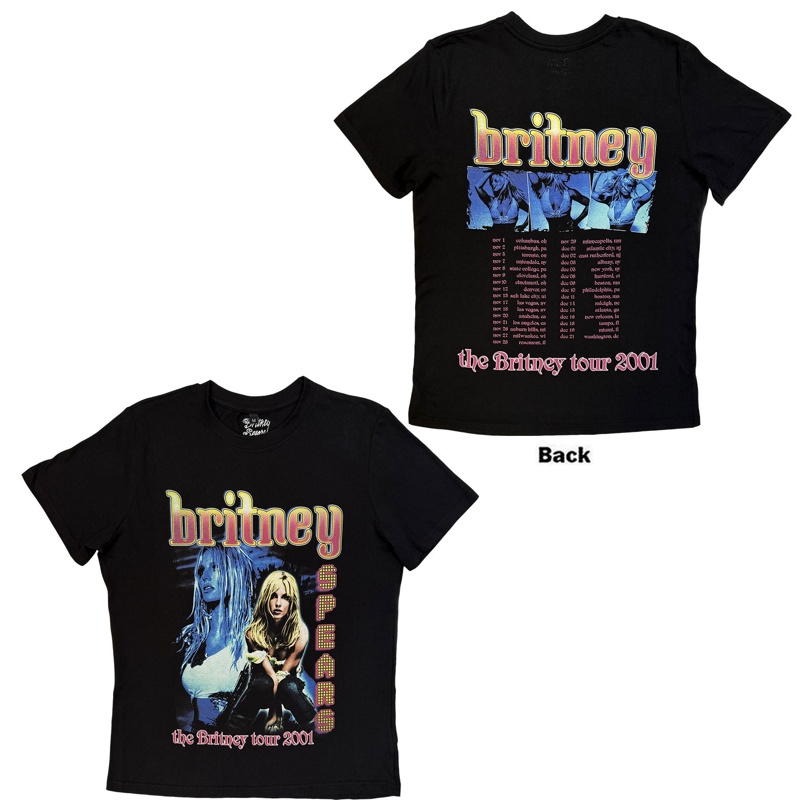 Britney Spears dame-T-skjorte: Britney Tour (Svart) (Bakmønster)