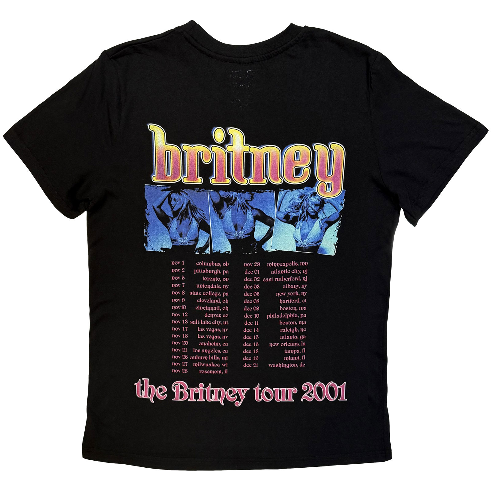 Britney Spears dame-T-skjorte: Britney Tour (Svart) (Bakmønster) - 3