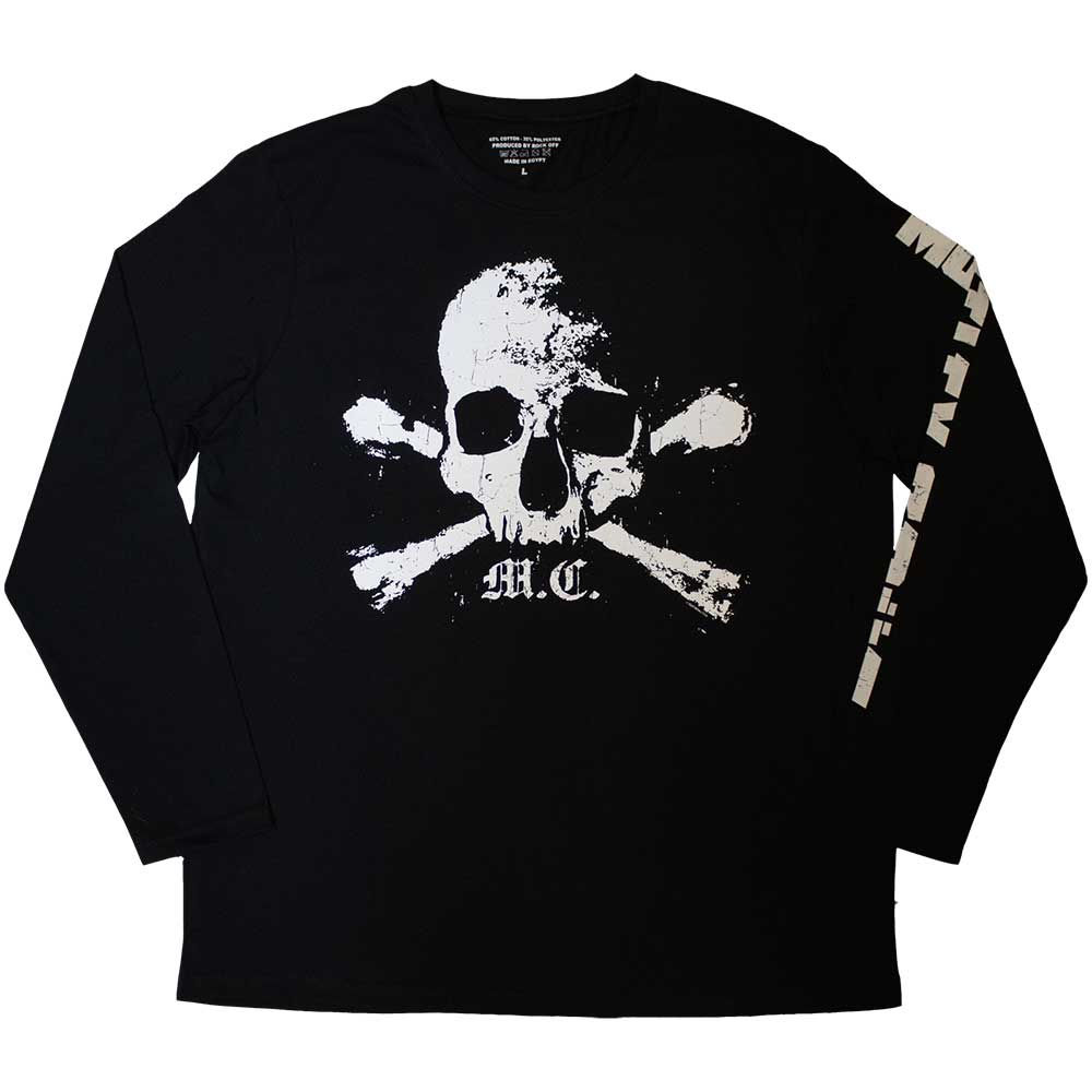 Motley Crue Unisex Long Sleeve T-Shirt: Orbit Skull (Sleeve Print) (XX-Large)