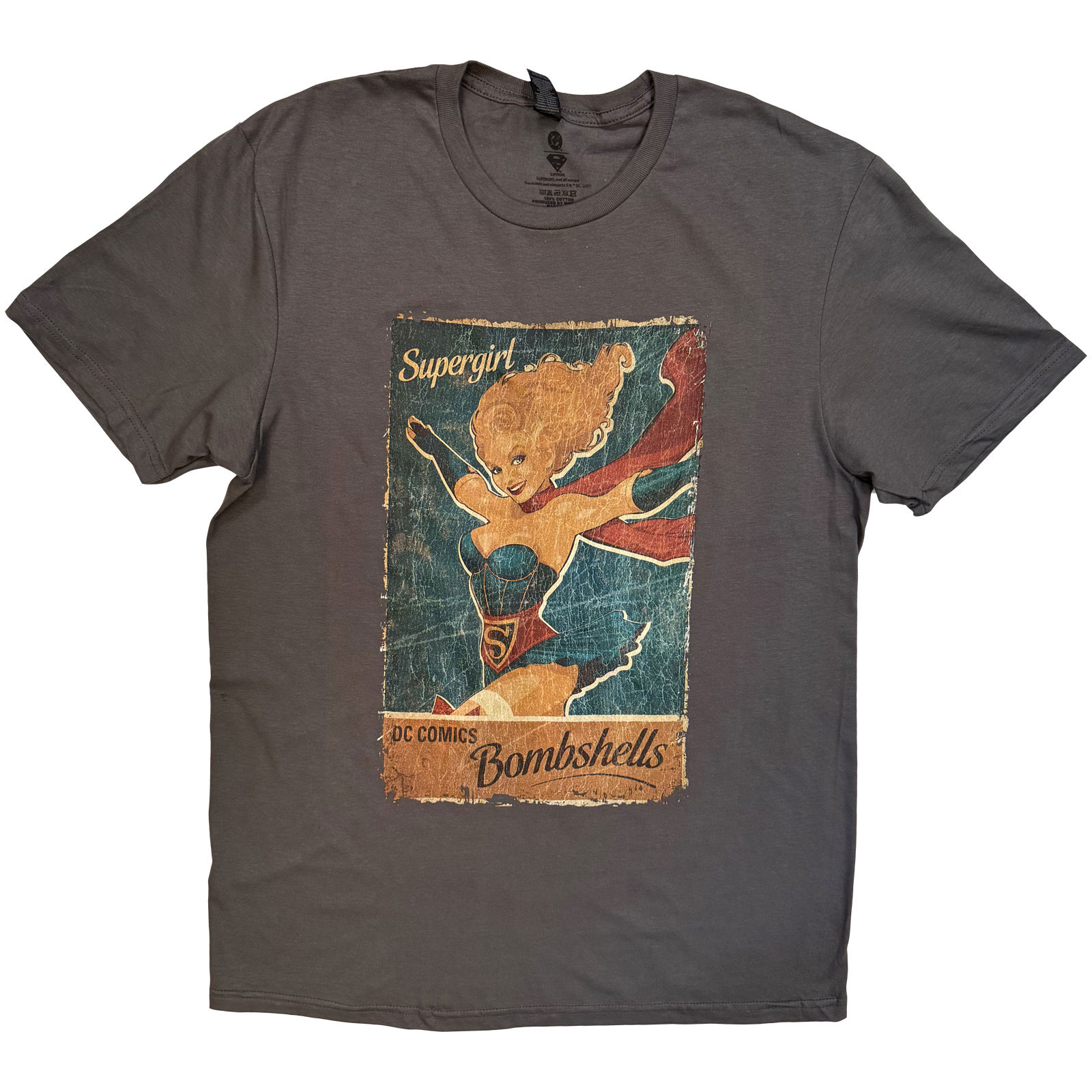 DC Comics Unisex T-shirt: Supergirl Bombshell (Kolgrå)
