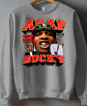 ASAP Rocky unisex sweatshirt: "Grillz" - Gray - size Medium