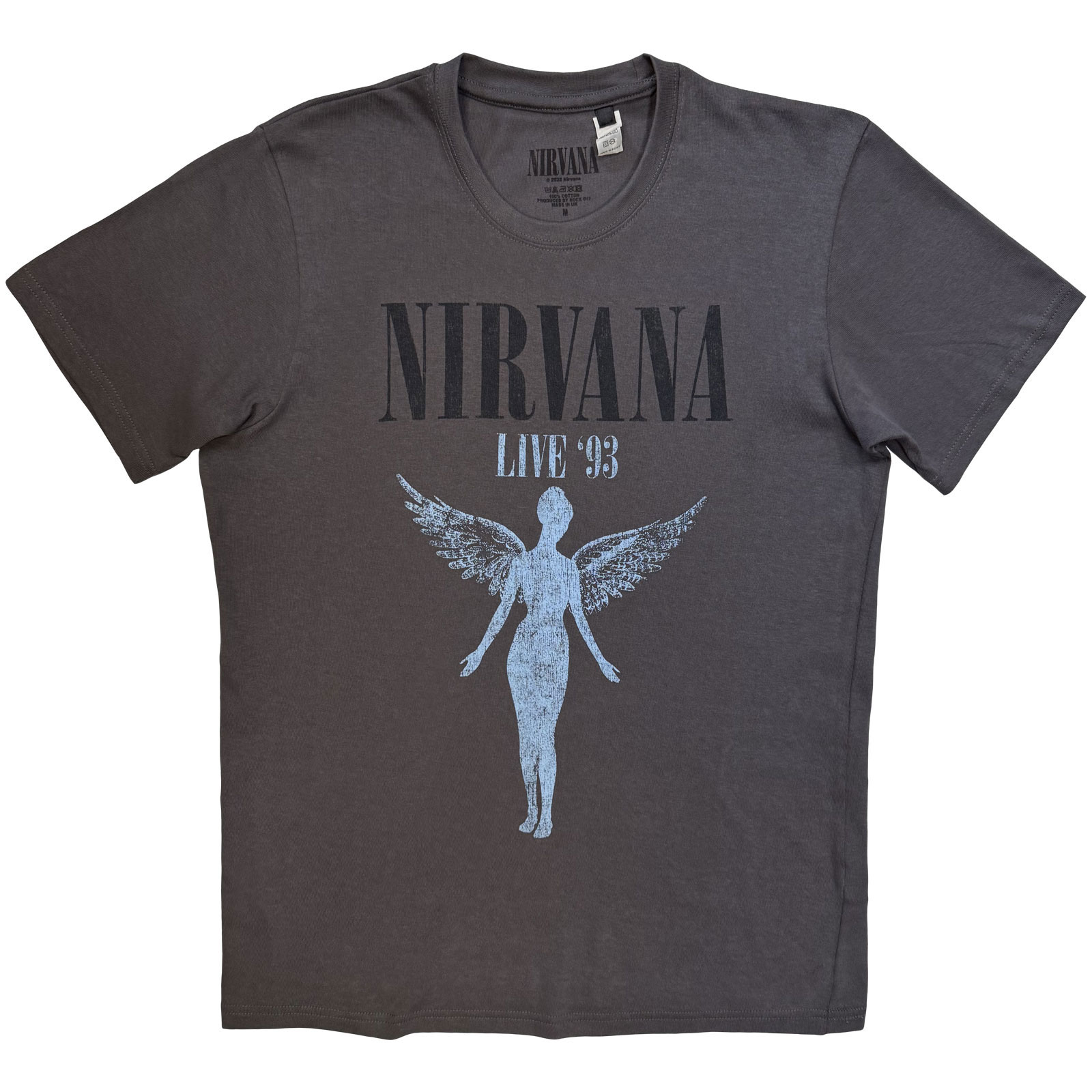 Nirvana Unisex T-skjorte: Live '93 Angel (Kullgrå)