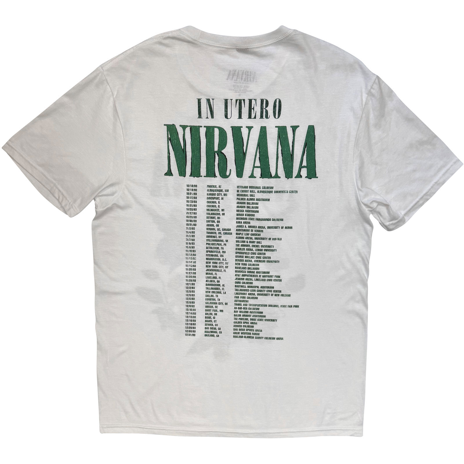 Nirvana Unisex T-shirt: In Utero Green (Vit) (Ryggtryck) - 3