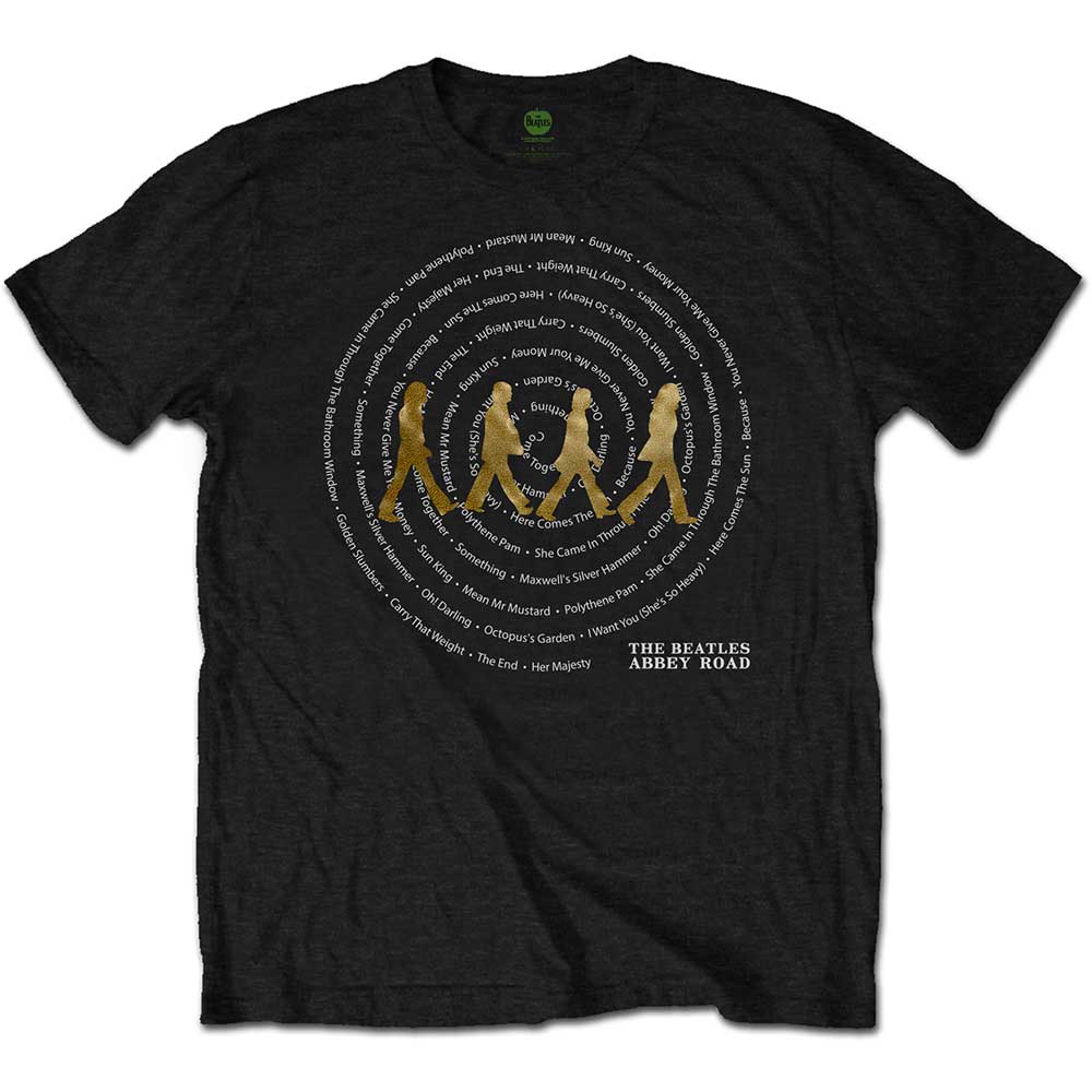 The Beatles Unisex T-Shirt: Abbey Road Songs Swirl (Foiled) (Large)