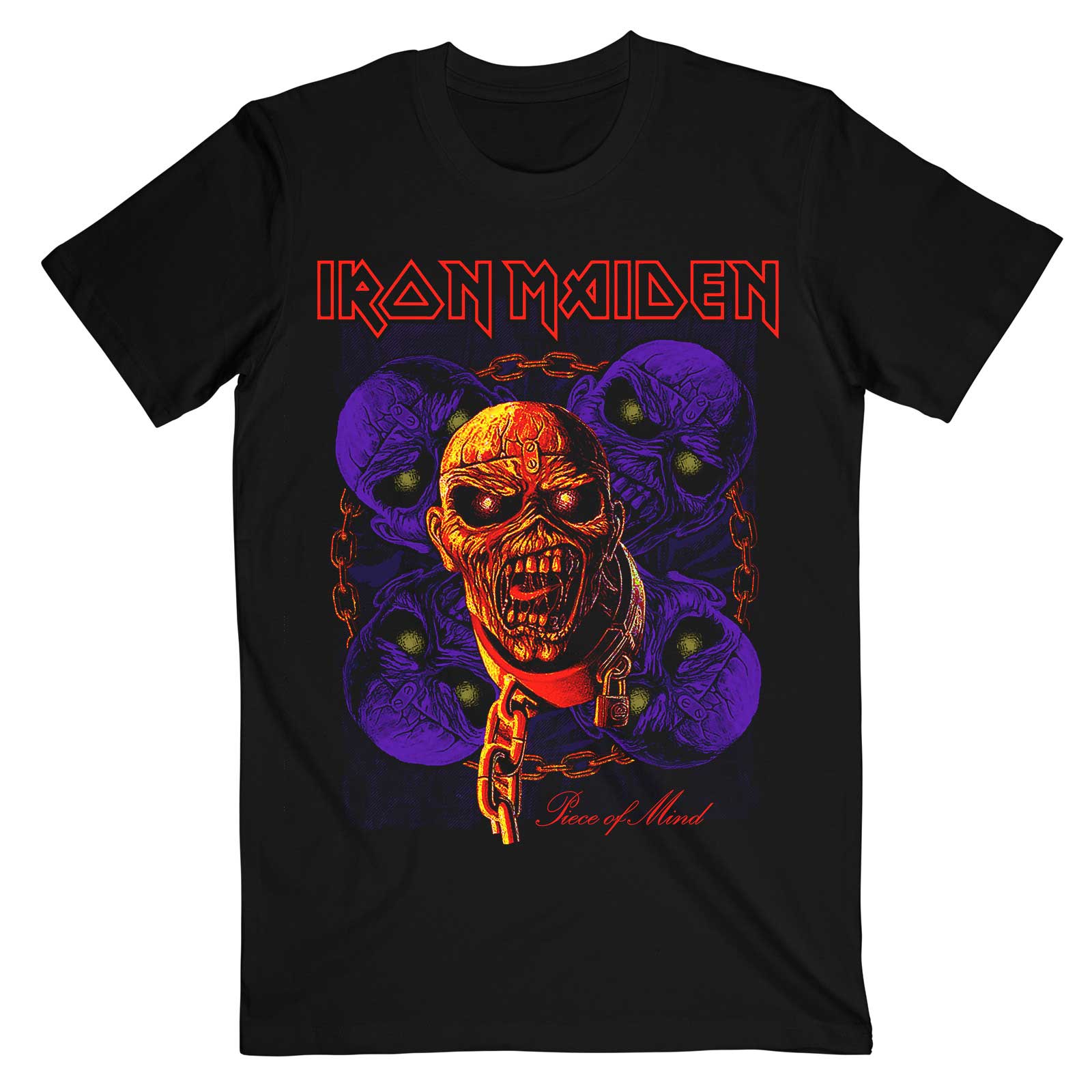 Iron Maiden Unisex T-Shirt: Piece of Mind Multi Head Eddie (Small)
