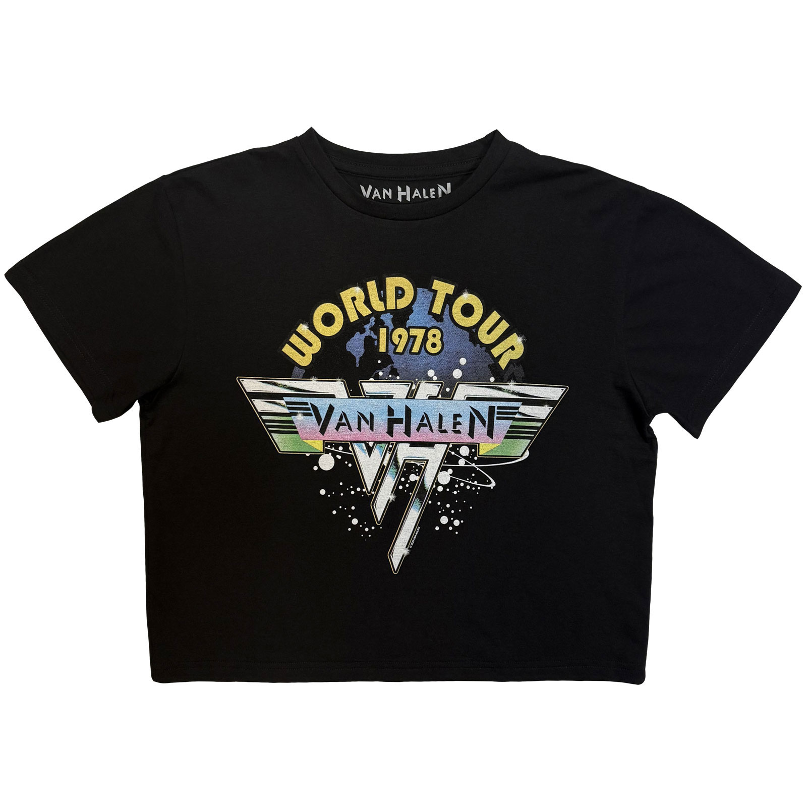 Van Halen Dam Mesh-Crop Top: World Tour '78 (Svart) - 2
