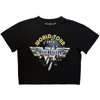 Van Halen Dam Mesh-Crop Top: World Tour '78 (Svart)