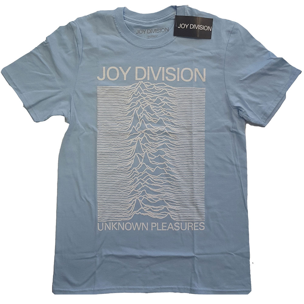 Joy Division Unisex T-Shirt: Unknown Pleasures White On Blue (Medium)