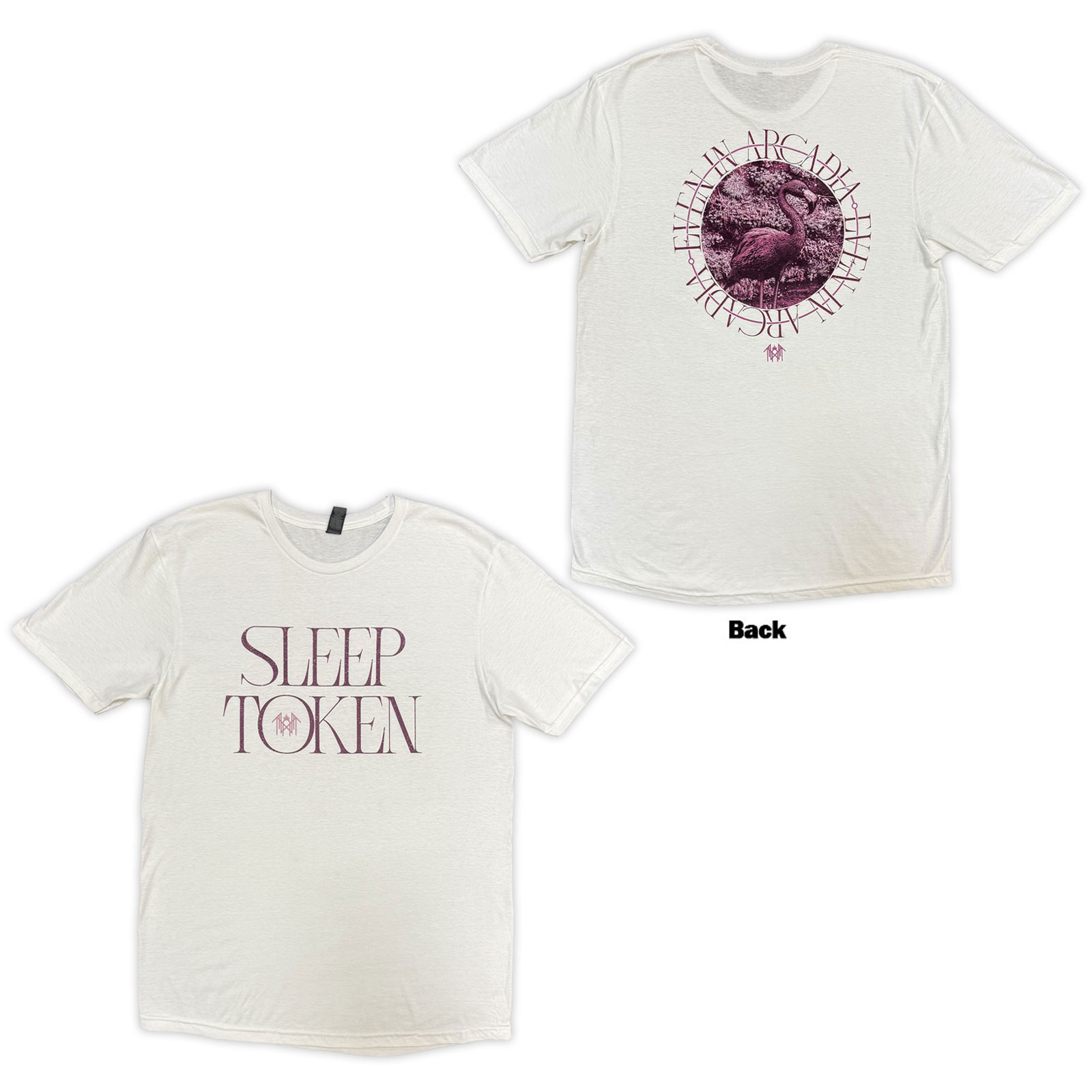 Sleep Token Unisex T-shirt: Flamingo Circle (Vit) (Ryggtryck)