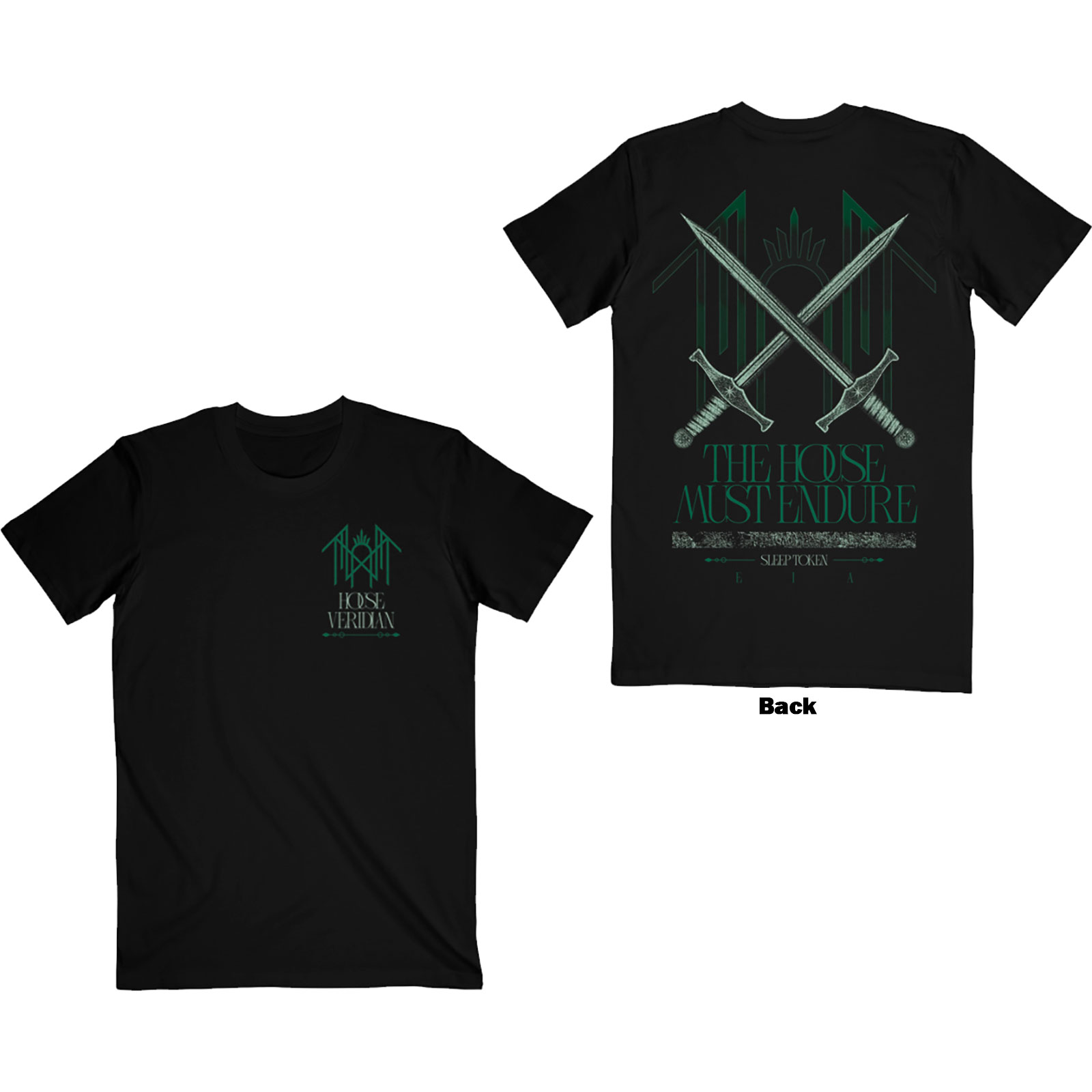 Sleep Token Unisex T-shirt: The House Must Endure (Sort) (Bagsidetryk)