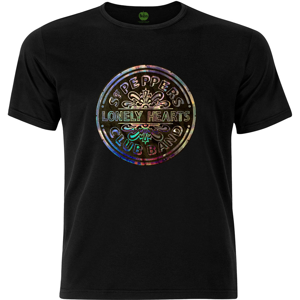 The Beatles Unisex Fashion Tee: Sgt Pepper Drum with Foiled Application (Small)