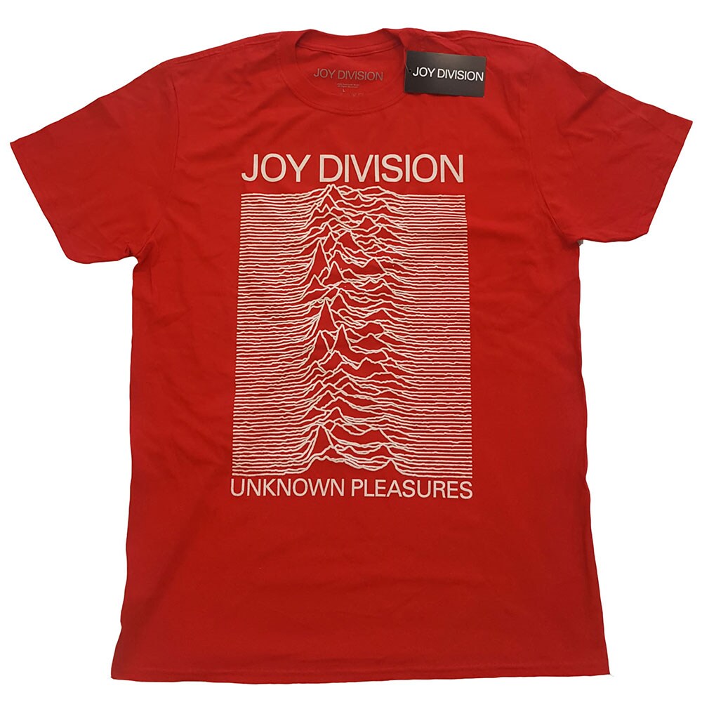 Joy Division Unisex T-Shirt: Unknown Pleasures White On Red (X-Small)