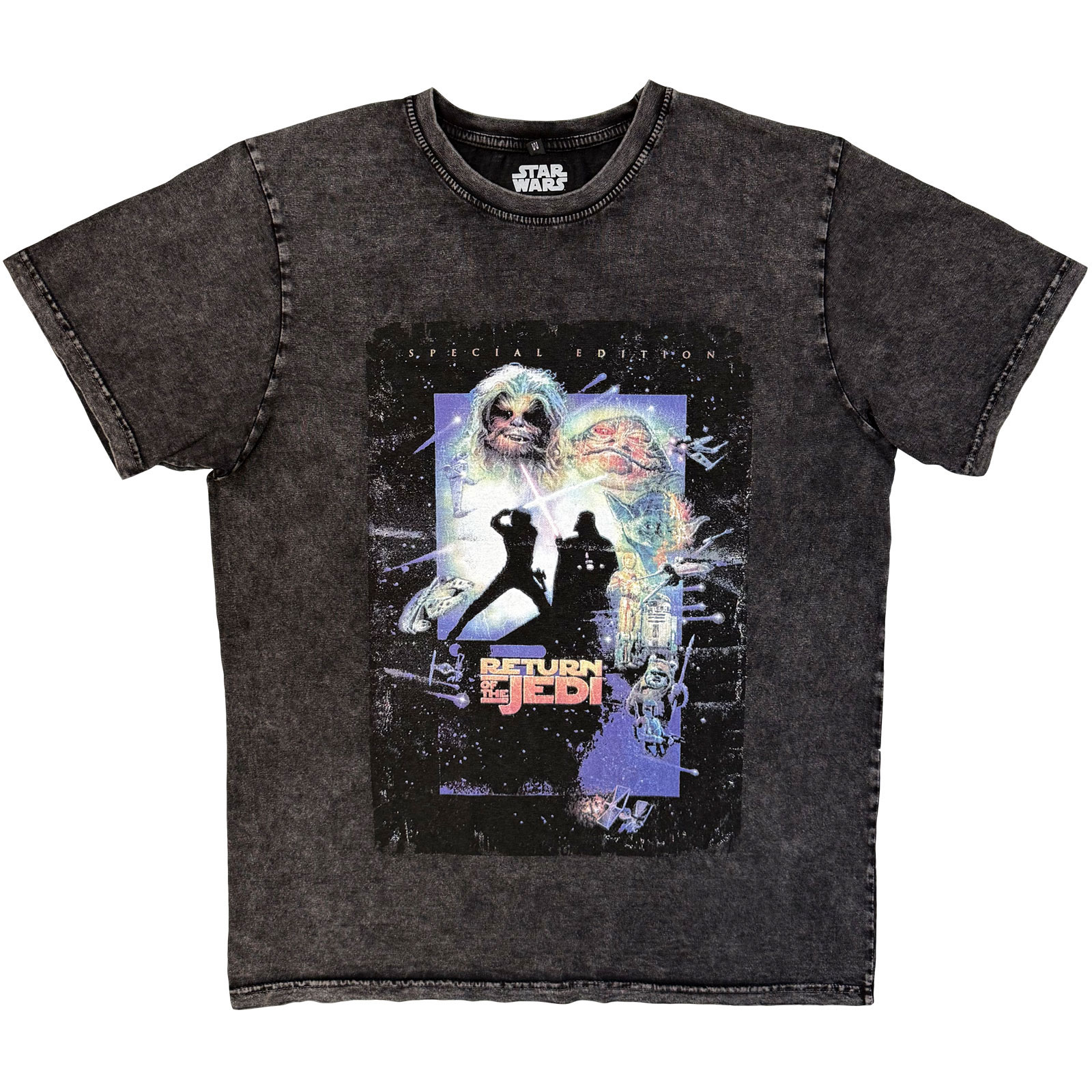 Star Wars Unisex Stone Wash T-shirt: ROTJ Silhouette (Svart)