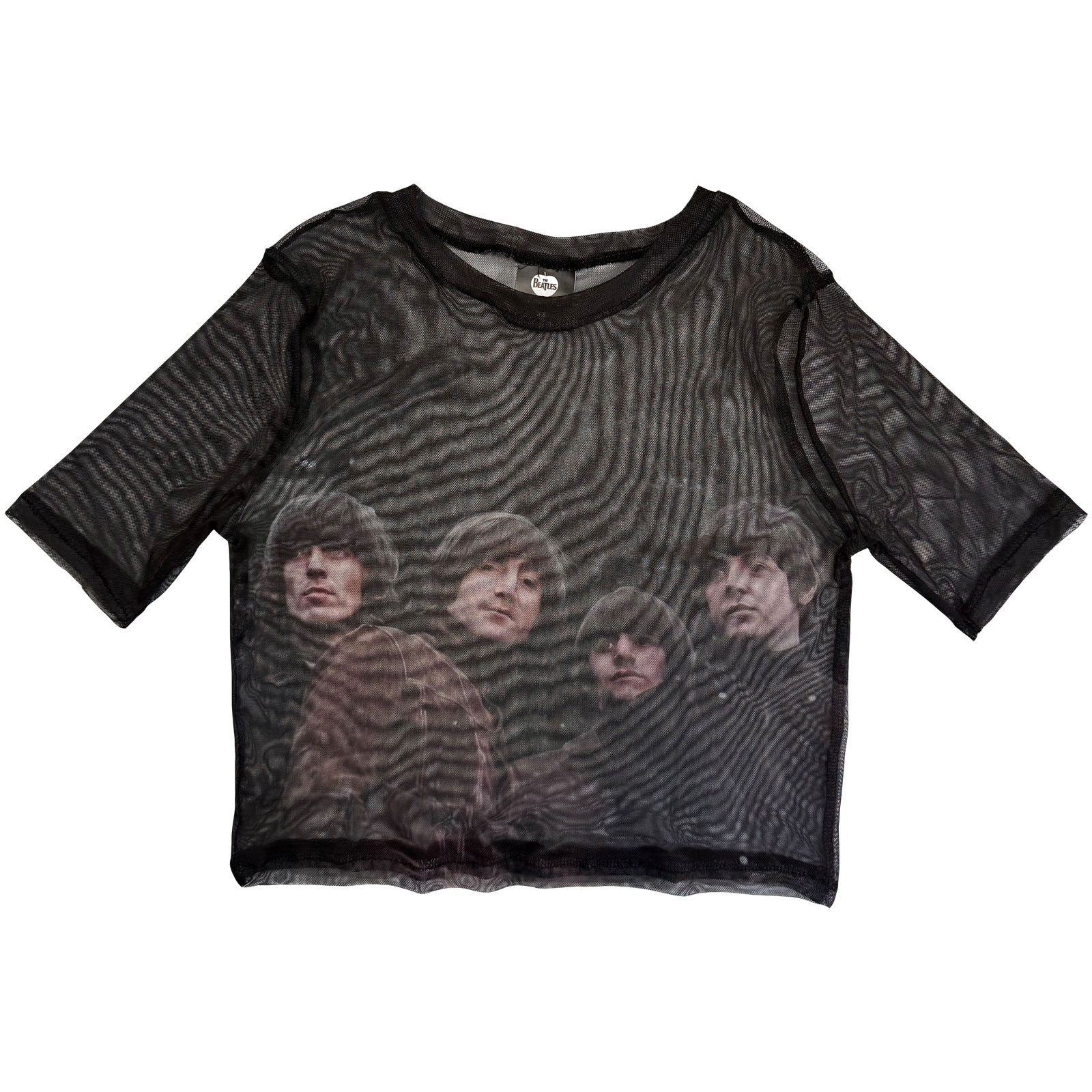 The Beatles Dame Mesh Crop Top: Rubber Soul (Sort) - 2