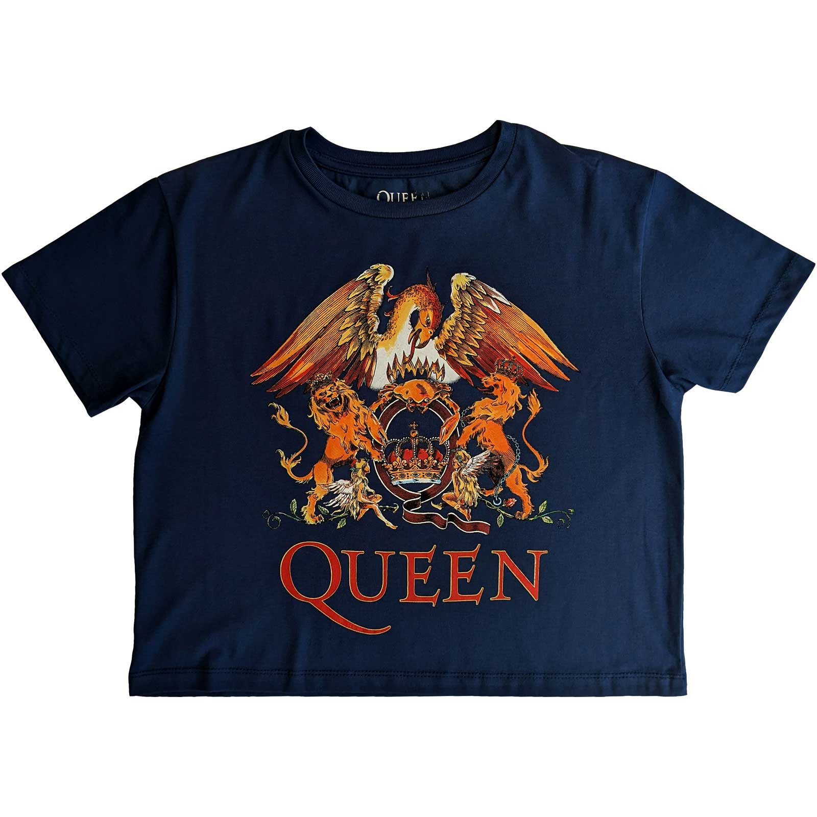 Queen Ladies Crop Top: Classic Crest (Small)