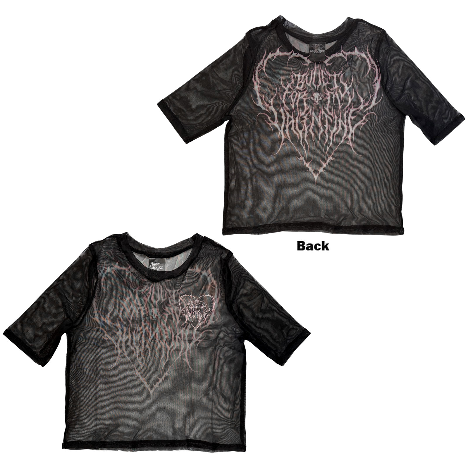 Bullet For My Valentine Dam Mesh-Crop Top: Deathcore (Svart) (Tryck fram och bak) - 2