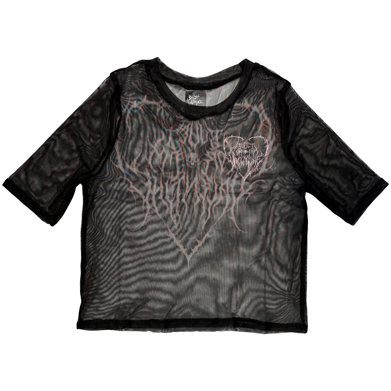 Bullet For My Valentine Dam Mesh-Crop Top: Deathcore (Svart) (Tryck fram och bak) - 3