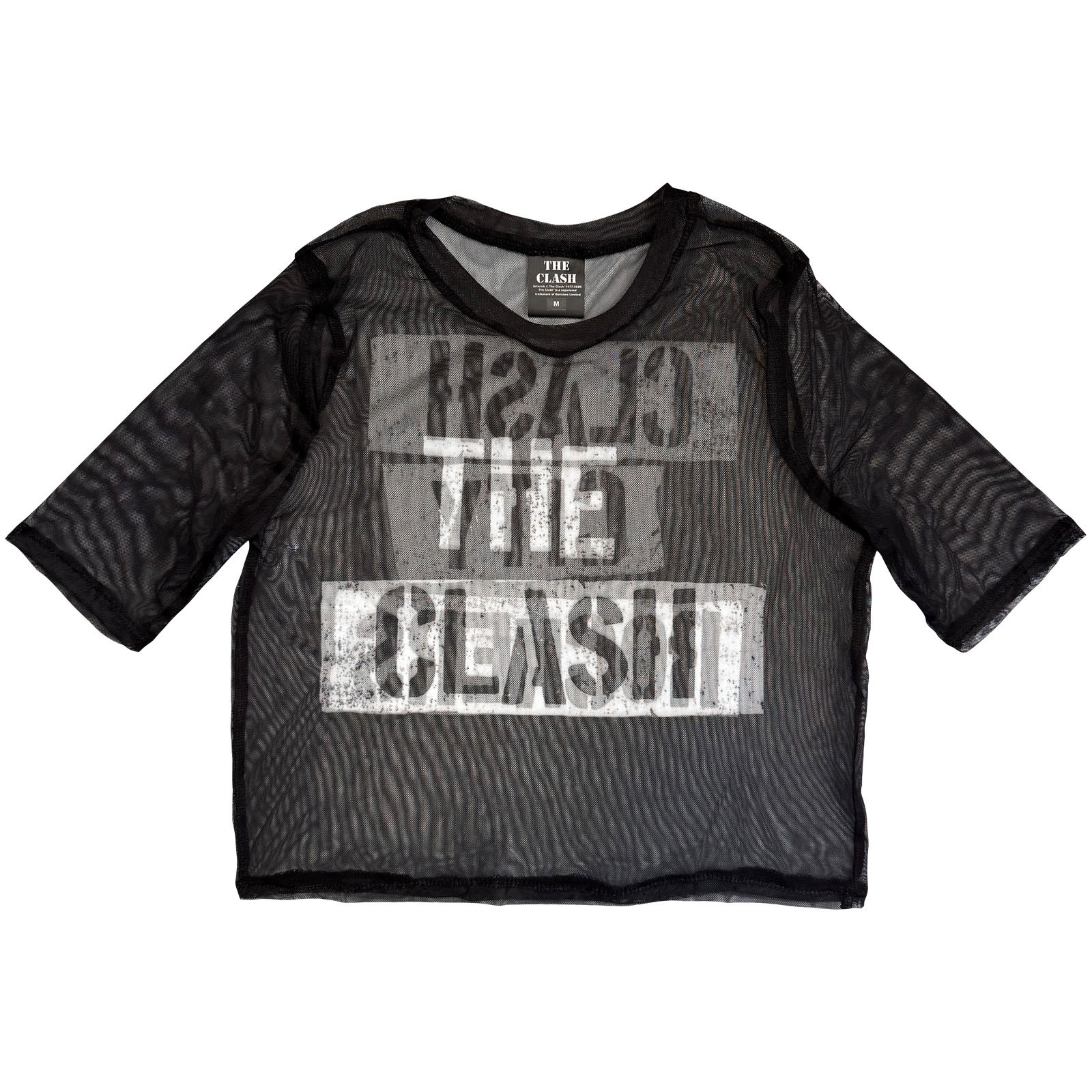 The Clash Naisten Verkko-Crop Top: City Rockers (Musta) (Painotus etu- ja takapuoli) - 3