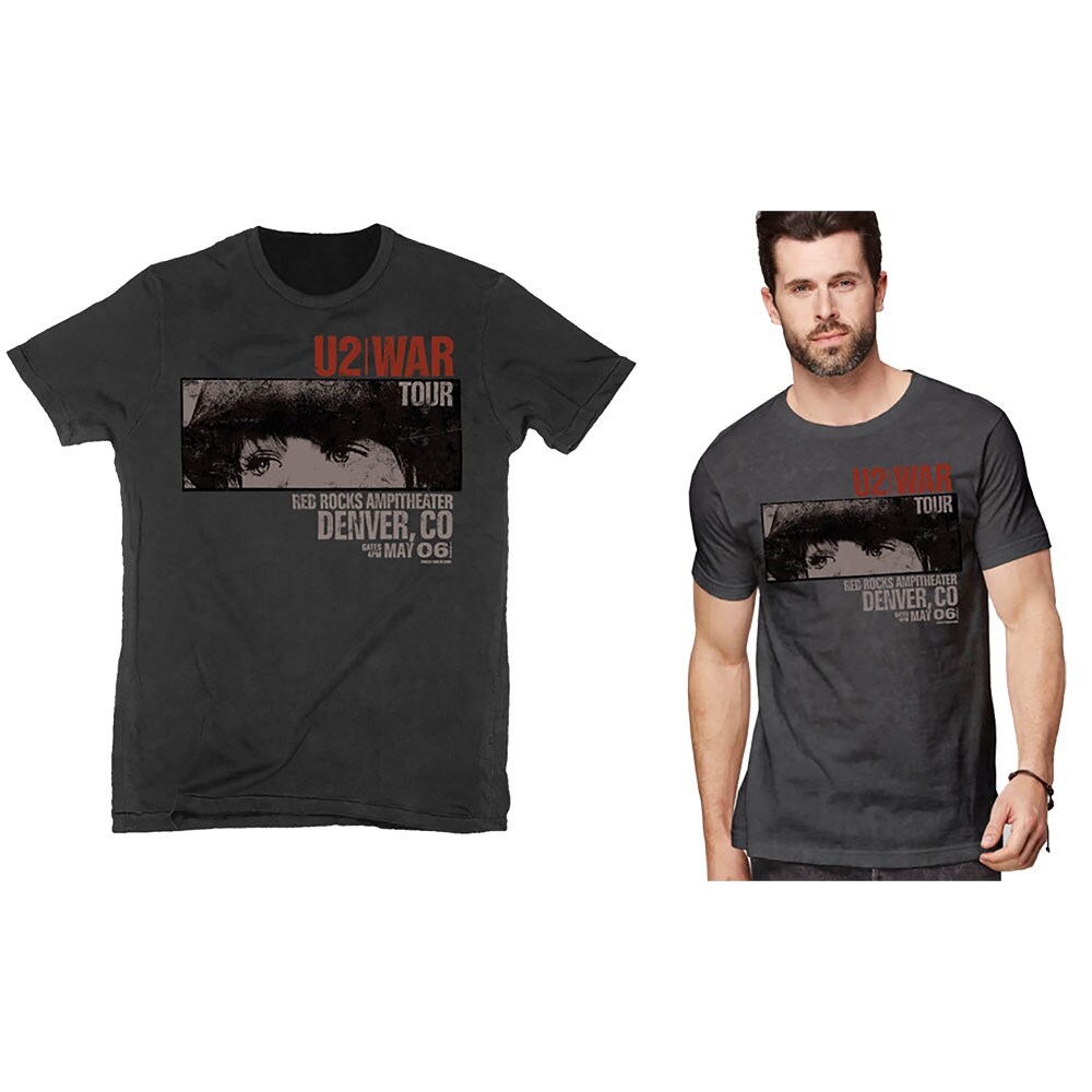 U2 Unisex T-Shirt: War Red Rocks (Medium)