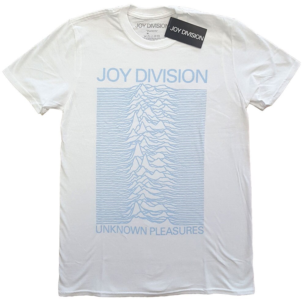 Joy Division Unisex T-Shirt: Unknown Pleasures Blue on White (XX-Large)