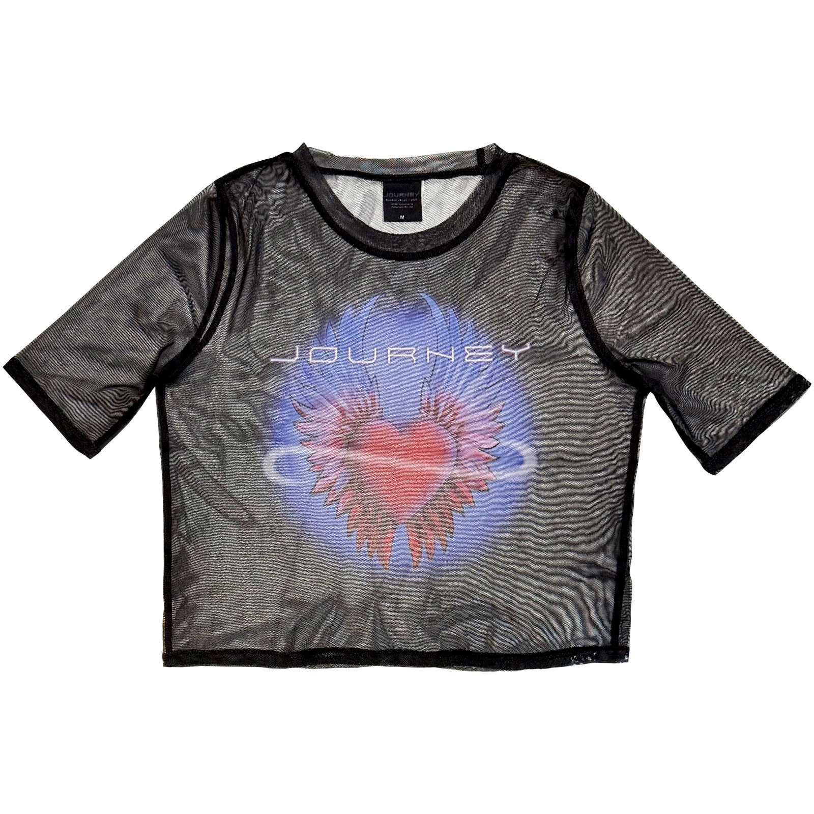 Journey Dame Mesh Crop Top: Heart (Sort) - 2