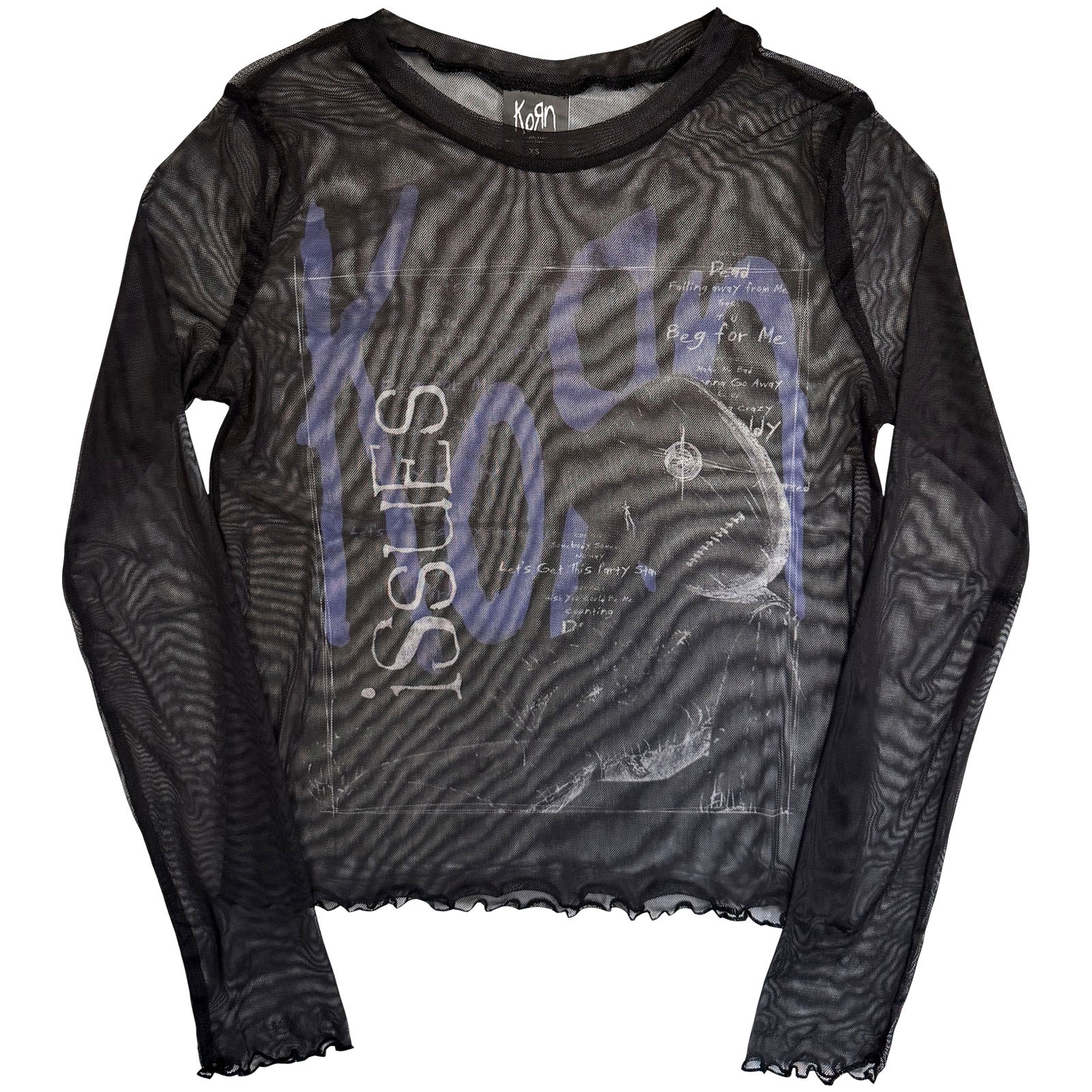 Korn Dame Langærmet Mesh Crop Top: Issues A Box (Sort) - 2
