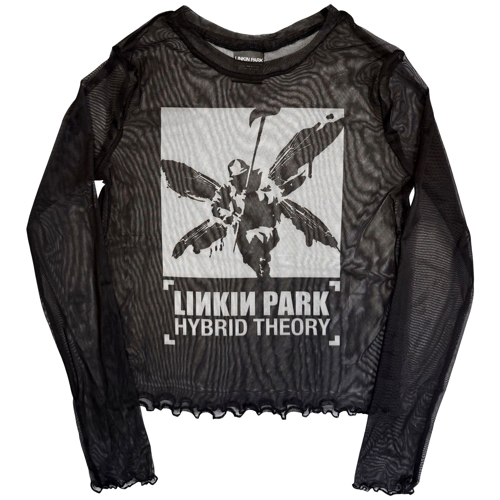 Linkin Park Dame Langærmet Mesh Crop Top: Hybrid Theory (Sort) - 2