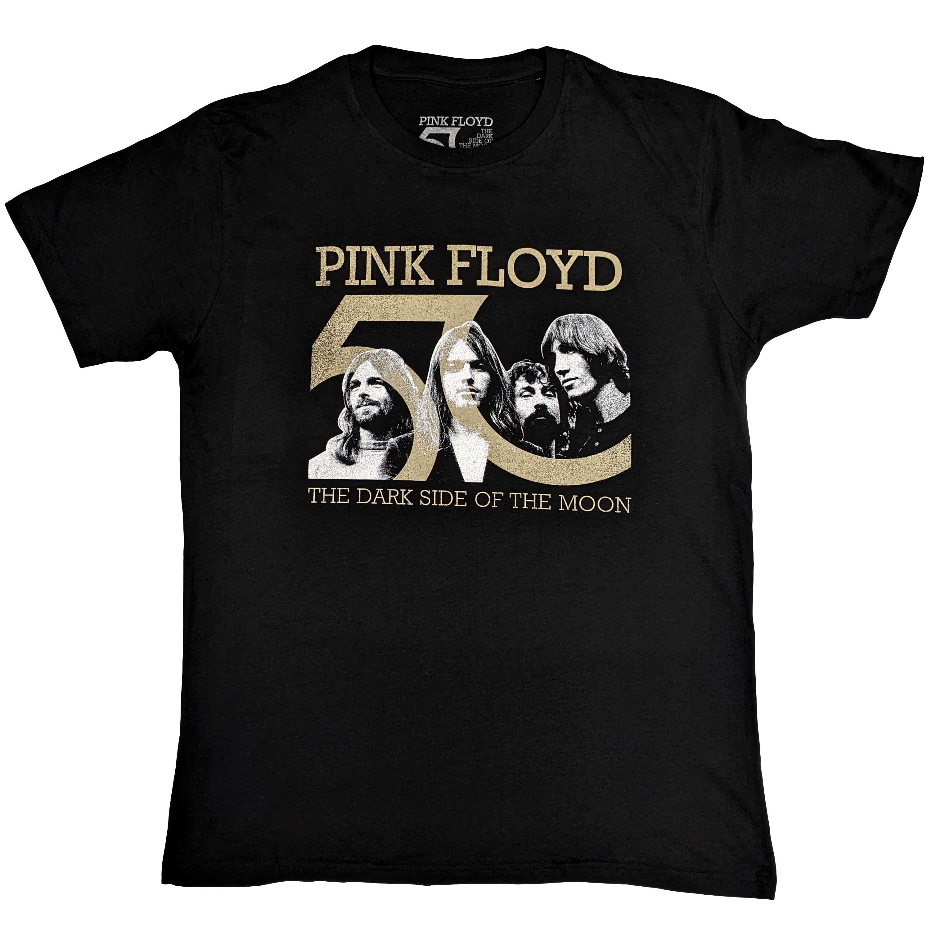 Pink Floyd Unisex T-Shirt: Band Photo & 50th Logo (Small)