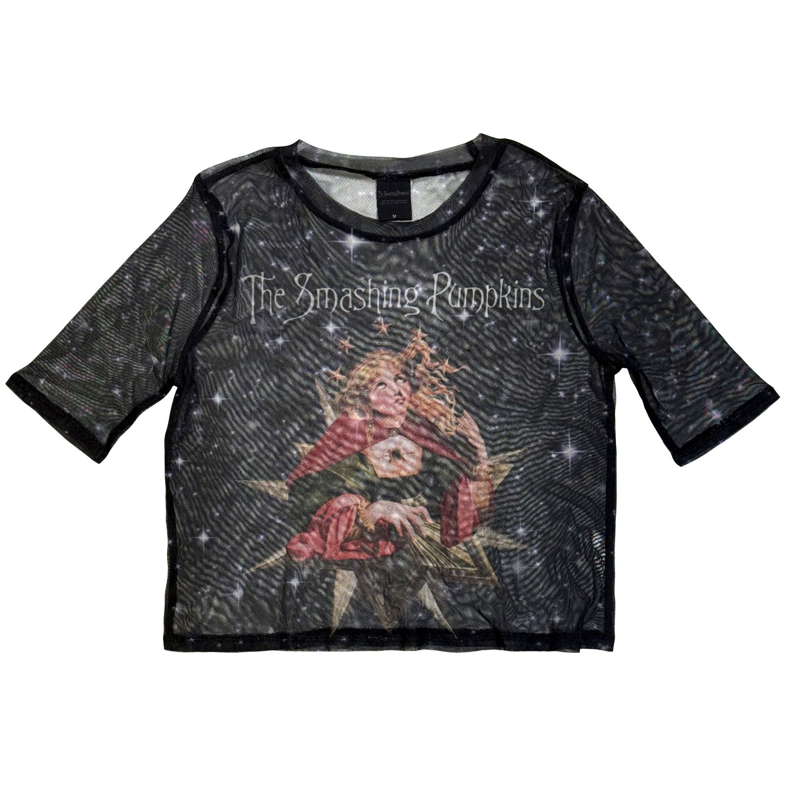 The Smashing Pumpkins Dame Langærmet Mesh Crop Top: Mellon Collie (Navy) - 2